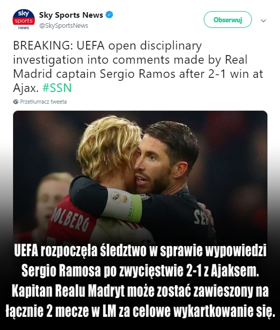 UEFA już OFICJALNIE wzięła się za sprawę Ramosa!